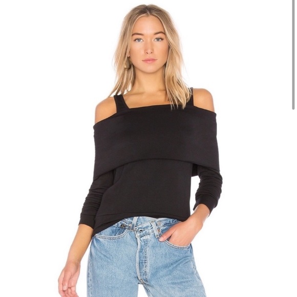 Revolve X Bailey 44 Soulmate Cold-Shoulder Long Sleeve Black Sweatshirt - Picture 2 of 8